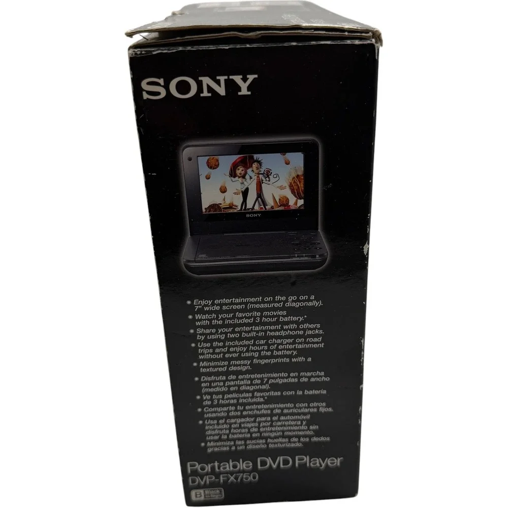 Sony DVP-FX750 Portable DVD Player 7 Inch Widescreen Black Tested Working